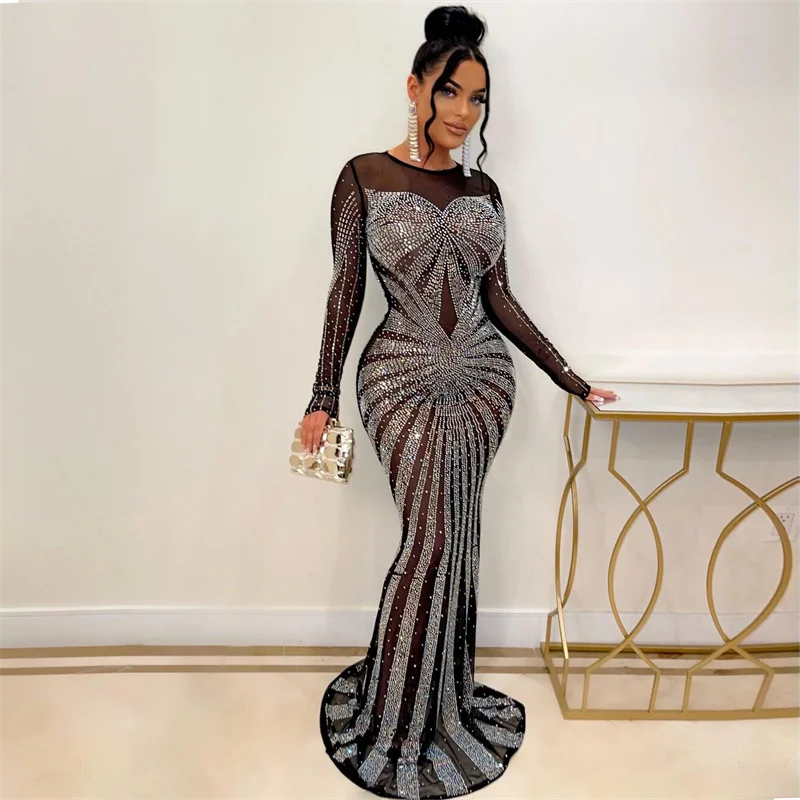 Gaun Malam Putri Duyung Berlia - Sparkly Rhinestone Club Party Dress ulasan dan harga