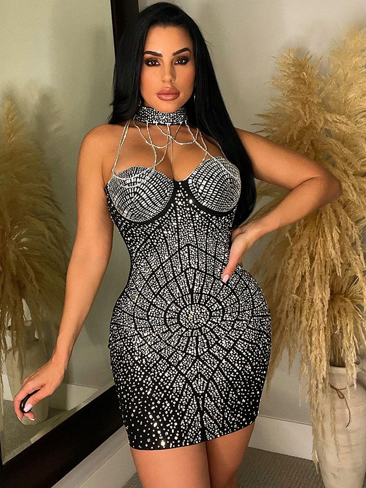 Doyerl Gaun Ulang Tahun Berlia - Sparkly Rhinestone Club Party Dress ulasan dan harga