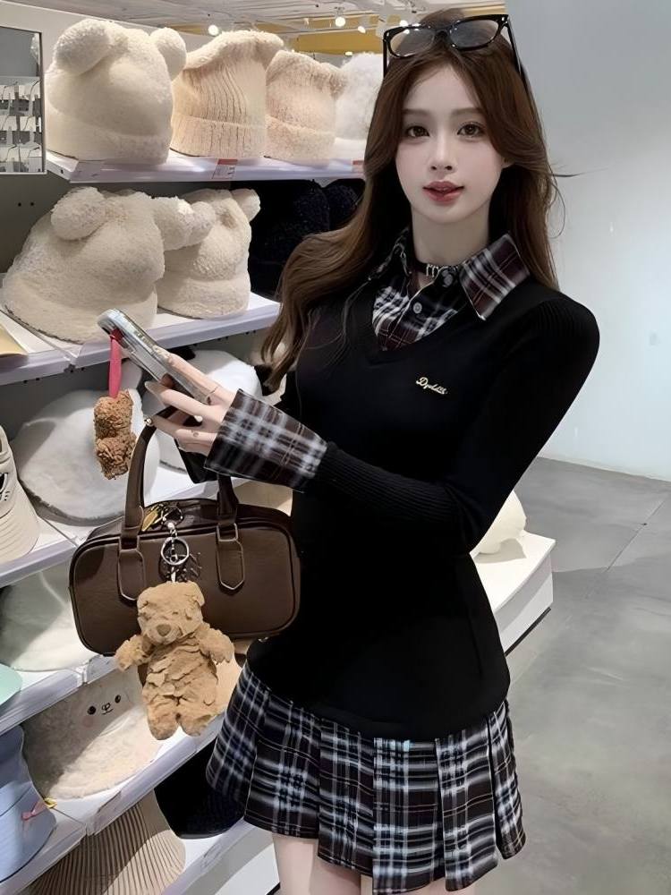 Gaun kemeja model A-line denga - Korean Style A Line Shirt Dress ulasan dan harga